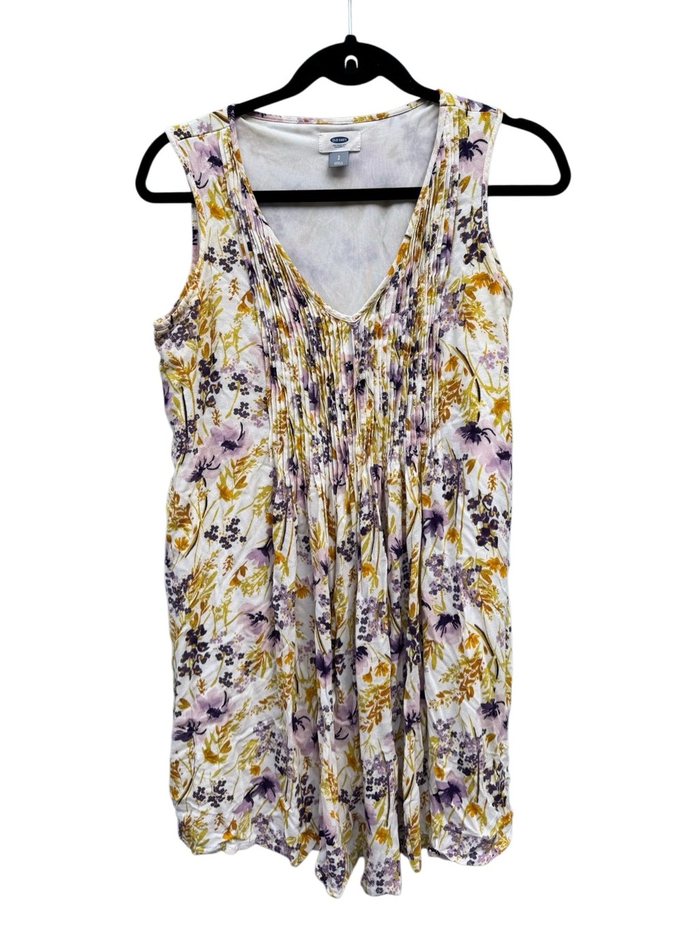 Old Navy Women's Floral Pleated Front V Neck Tunic Top Size Small